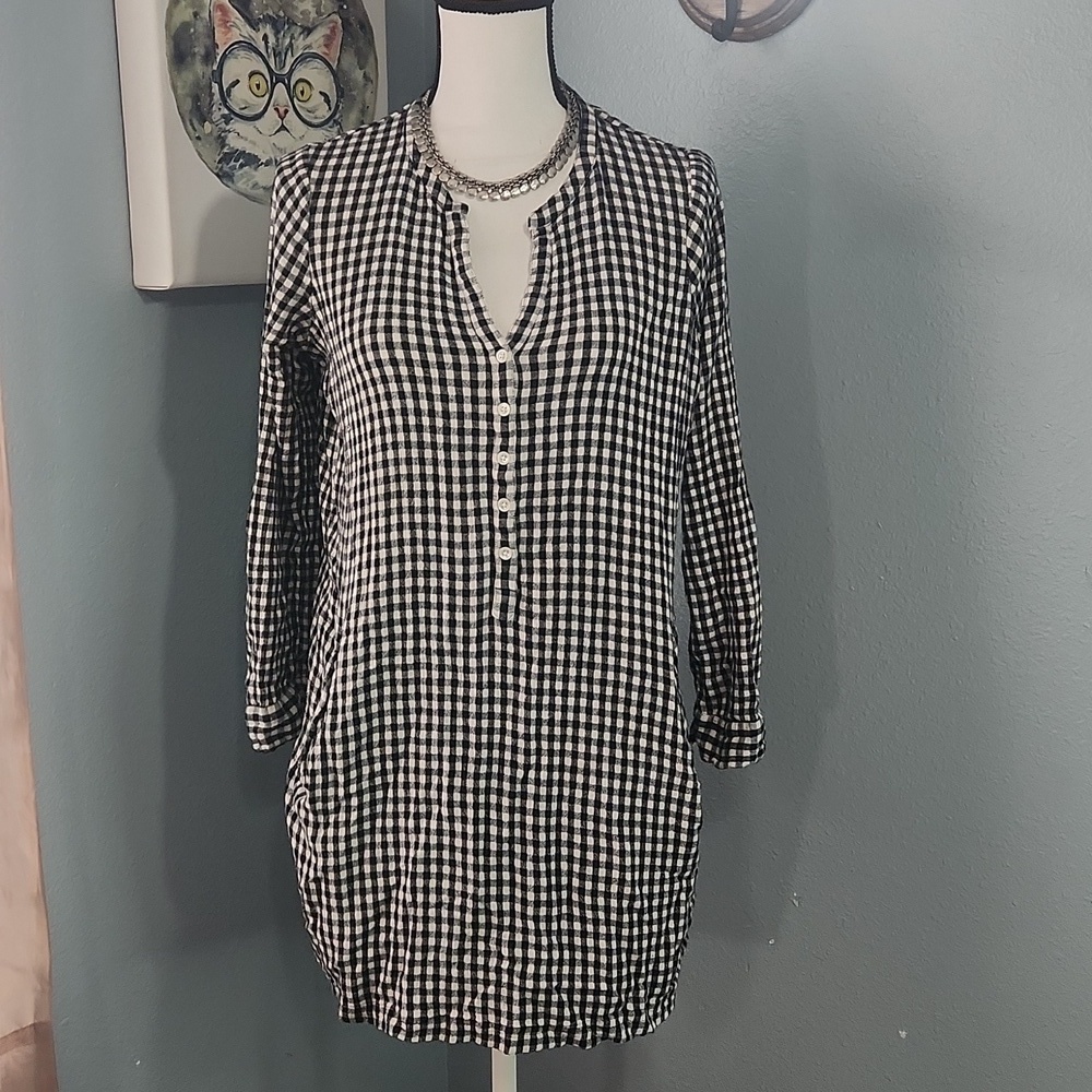 Joie White and Black Eguine Gingham Shirtdress - Picture 3 of 7